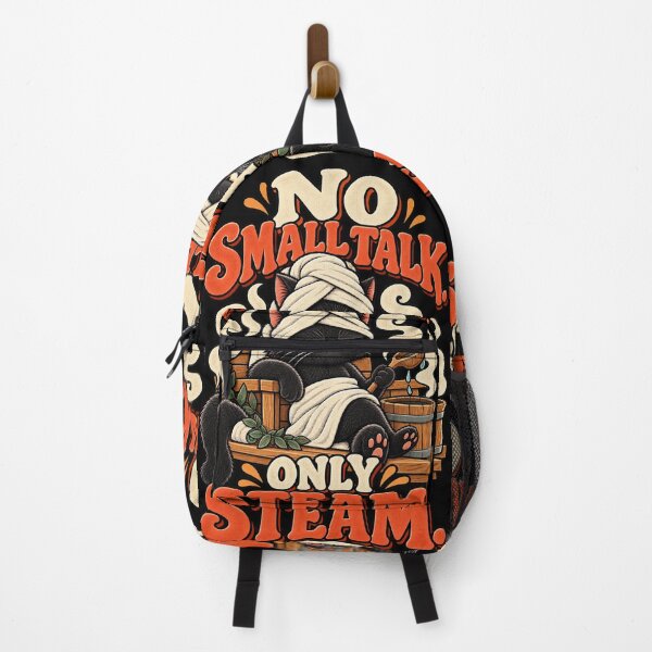 Artikelvorschau, No Small Talk Only Steam Black Cat Sauna Humor entworfen und verkauft von MOTIFOLK.