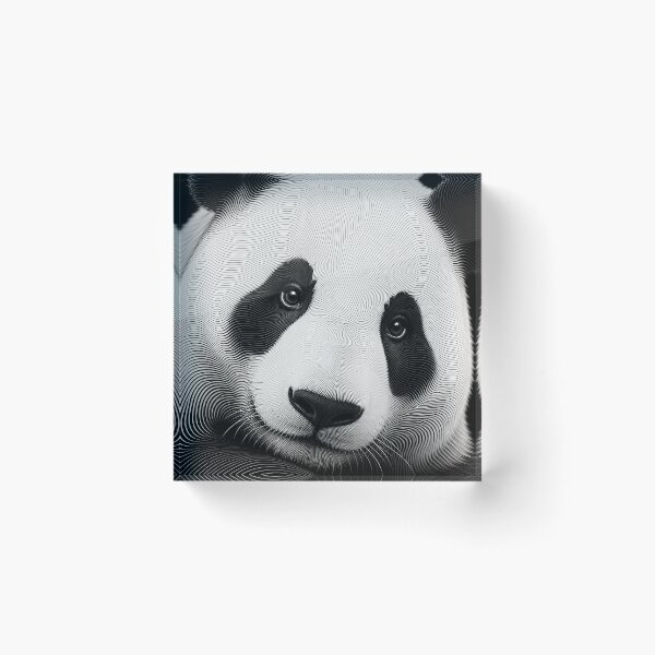 Aperçu de l'œuvre Panda en noir et blanc – Portrait minimaliste d'art optique créée et vendue par Jandedan.