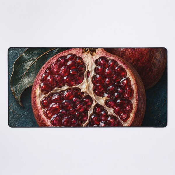 Item preview, Ruby Pomegranate on Dark Stone – Rich Botanical Fruit Art designed and sold by Kaleidoscope Print.
