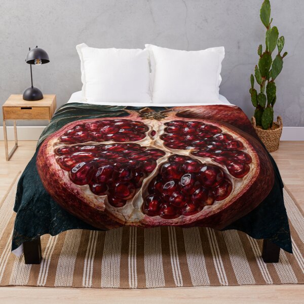Item preview, Ruby Pomegranate on Dark Stone – Rich Botanical Fruit Art designed and sold by Kaleidoscope Print.