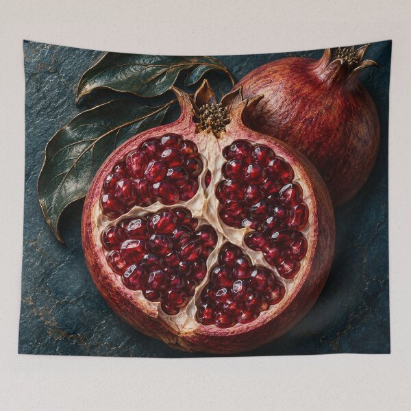 Item preview, Ruby Pomegranate on Dark Stone – Rich Botanical Fruit Art designed and sold by Kaleidoscope Print.