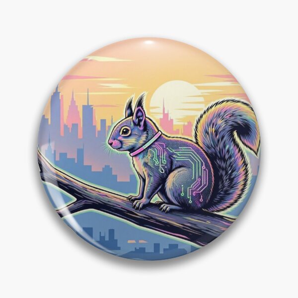 Item preview, Cybernetic Squirrel Sunset City | Neon Sci-Fi Wildlife Art designed and sold by Dogandesighn.