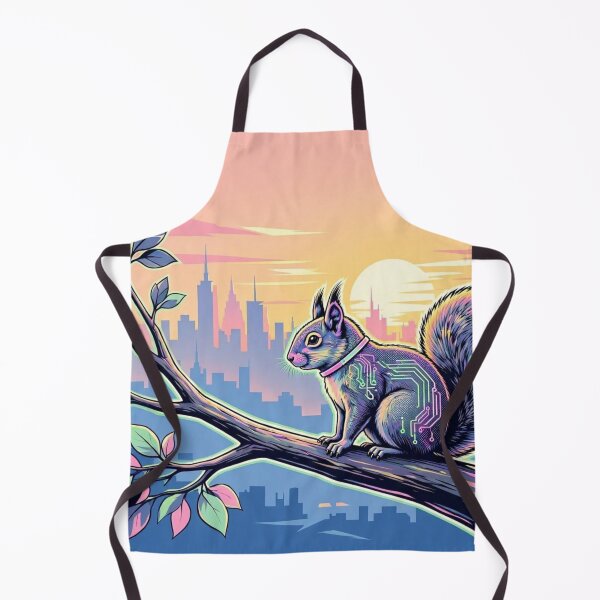Item preview, Cybernetic Squirrel Sunset City | Neon Sci-Fi Wildlife Art designed and sold by Dogandesighn.
