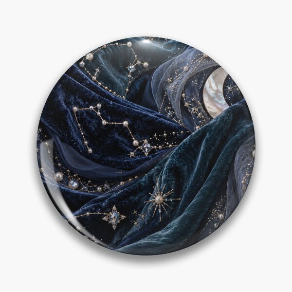 Item preview, Celestial Constellations on Midnight Velvet – Moon and Stars Luxury Pattern designed and sold by Kaleidoscope Print.