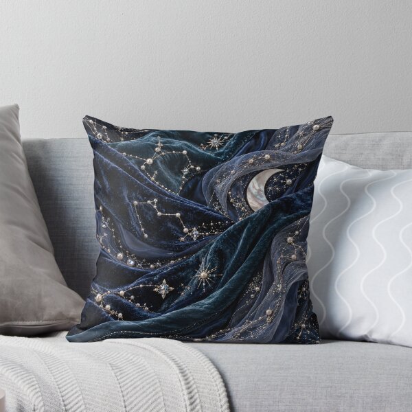 Item preview, Celestial Constellations on Midnight Velvet – Moon and Stars Luxury Pattern designed and sold by Kaleidoscope Print.