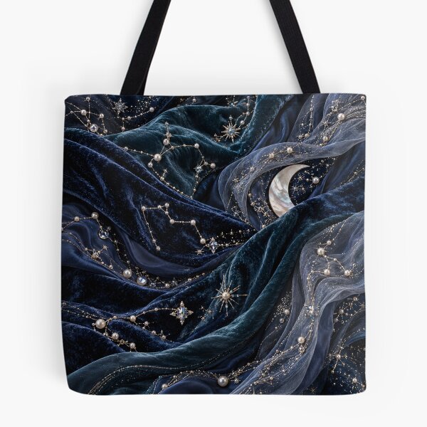 Item preview, Celestial Constellations on Midnight Velvet – Moon and Stars Luxury Pattern designed and sold by Kaleidoscope Print.