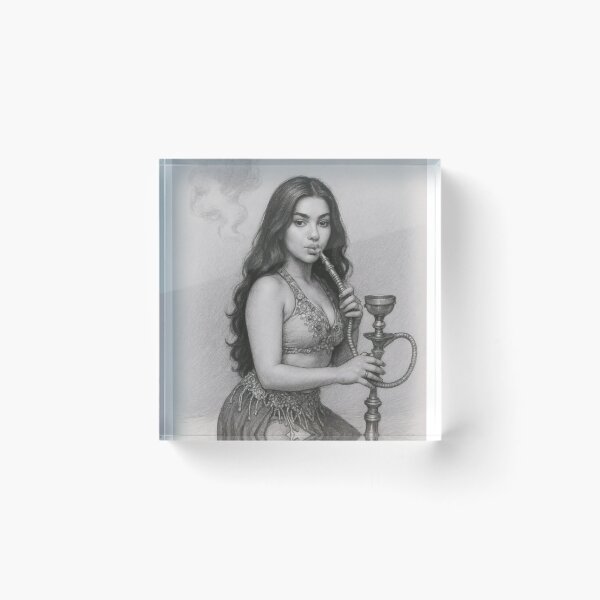 Item preview, Oriental Belly Dancer Hookah Charcoal Pencil Art designed and sold by MoArtShop.