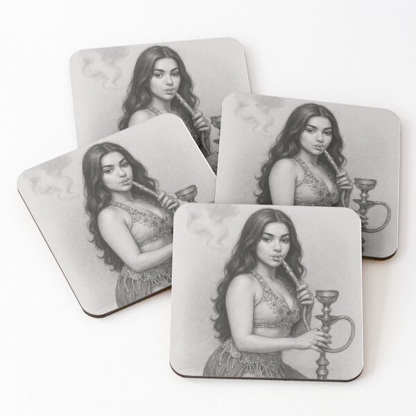 Item preview, Oriental Belly Dancer Hookah Charcoal Pencil Art designed and sold by MoArtShop.