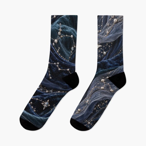 Item preview, Celestial Constellations on Midnight Velvet – Moon and Stars Luxury Pattern designed and sold by Kaleidoscope Print.
