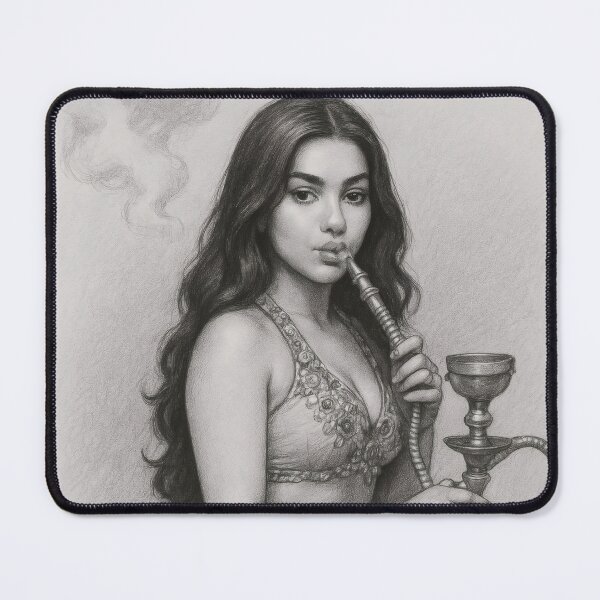 Item preview, Oriental Belly Dancer Hookah Charcoal Pencil Art designed and sold by MoArtShop.