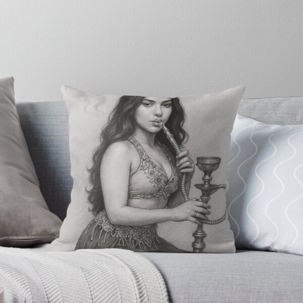 Item preview, Oriental Belly Dancer Hookah Charcoal Pencil Art designed and sold by MoArtShop.