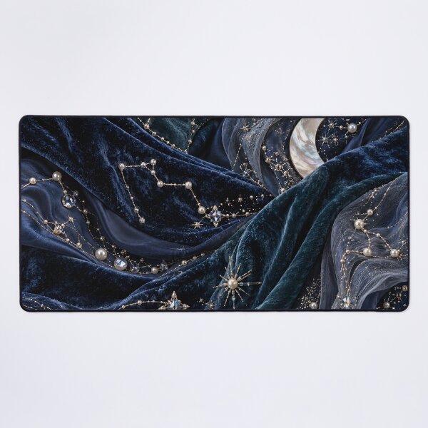 Item preview, Celestial Constellations on Midnight Velvet – Moon and Stars Luxury Pattern designed and sold by Kaleidoscope Print.