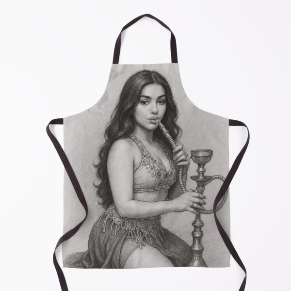 Item preview, Oriental Belly Dancer Hookah Charcoal Pencil Art designed and sold by MoArtShop.