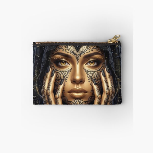 Item preview, Cyberpunk Gold Queen Steampunk Veil Portrait designed and sold by MoArtShop.