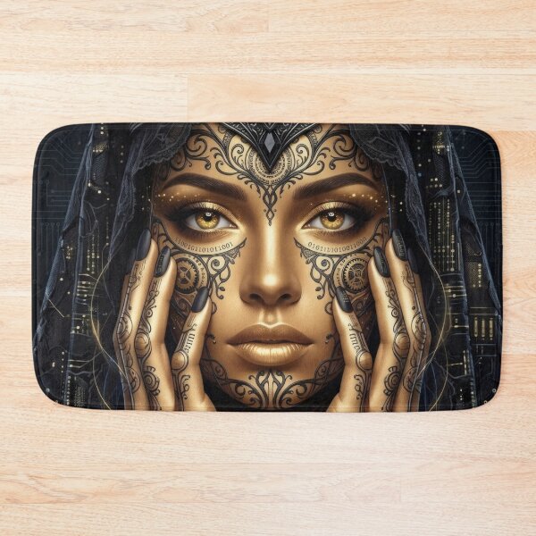 Item preview, Cyberpunk Gold Queen Steampunk Veil Portrait designed and sold by MoArtShop.