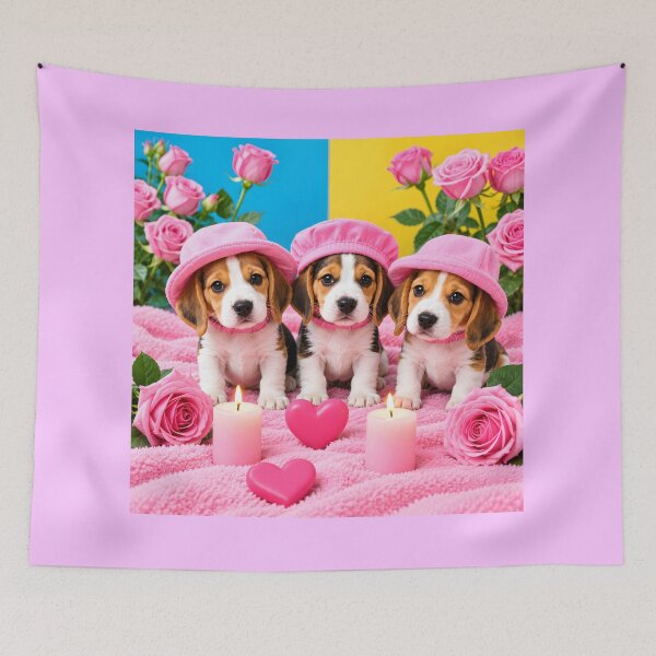 Item preview, Three Cute Beagle Puppies in Pink designed and sold by MagicCrystal.