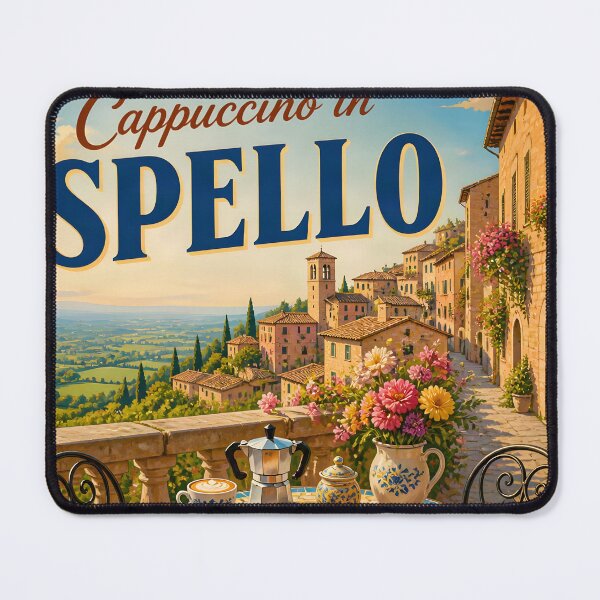 Item preview, Cappuccino in Spello Italy – Vintage Travel Poster designed and sold by LSVart.