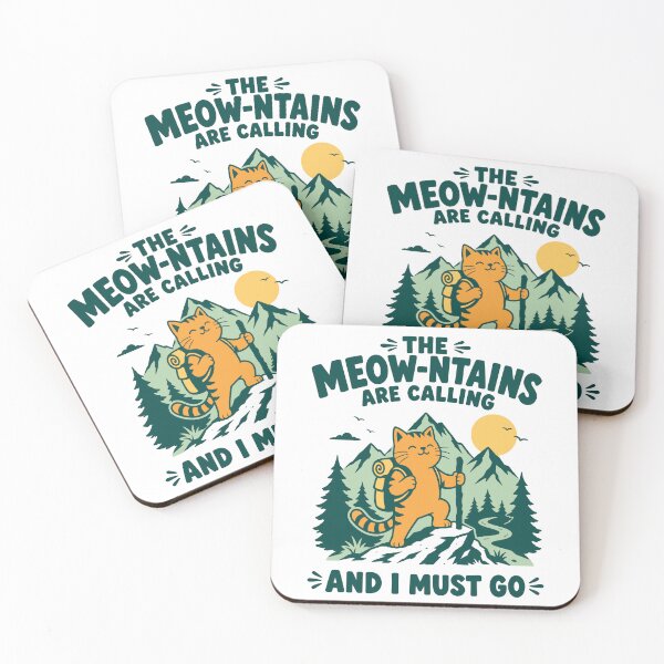Item preview, The meow-ntains are calling cat hiking designed and sold by Traveldrawings.