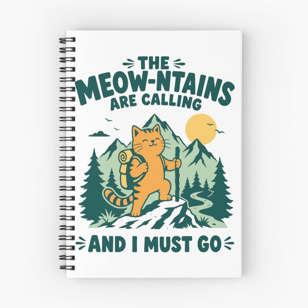 Item preview, The meow-ntains are calling cat hiking designed and sold by Traveldrawings.