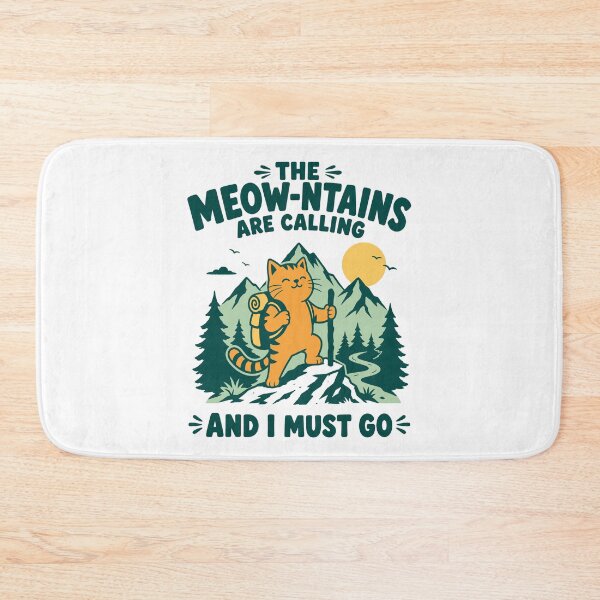 Item preview, The meow-ntains are calling cat hiking designed and sold by Traveldrawings.