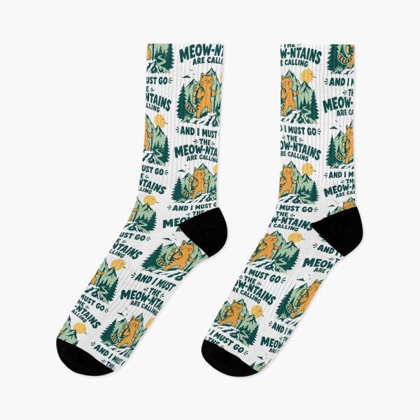 Item preview, The meow-ntains are calling cat hiking designed and sold by Traveldrawings.