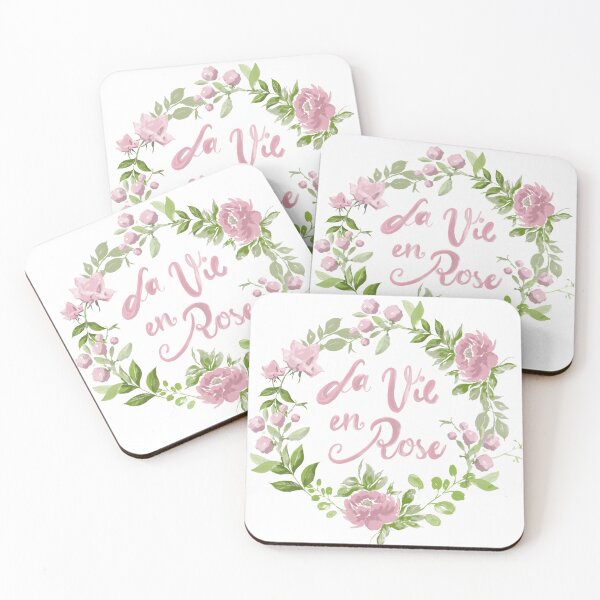 Item preview, La Vie en Rose – Pink Peony & Rose Wreath, French Quote Lettering designed and sold by Christina Angele Design.