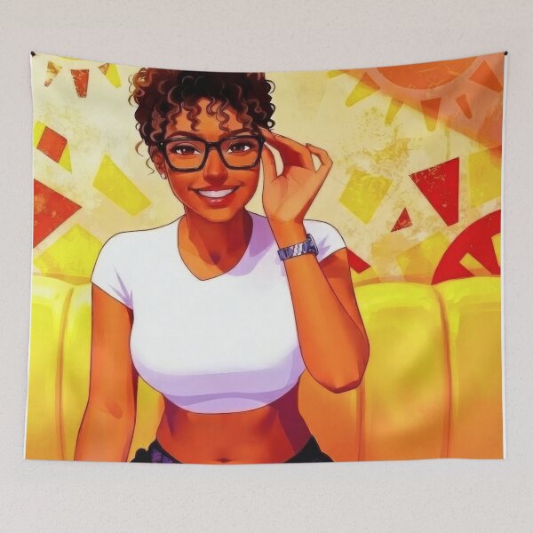 Item preview, Curly Hair Girl Summer Vibes Glasses Art designed and sold by MoArtShop.