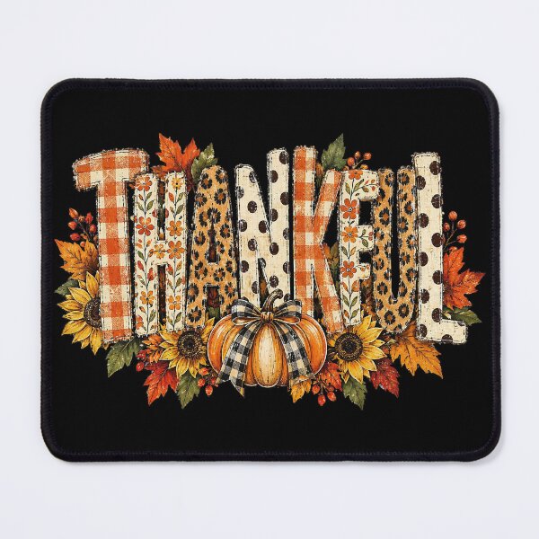 Item preview, Thankful Fall Patchwork Floral Typography – Rustic Autumn Pumpkin & Sunflower Thanksgiving Design designed and sold by BEE-CREATIVO.