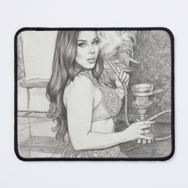 Item preview, Belly Dancer Hookah Pencil Sketch Art designed and sold by MoArtShop.