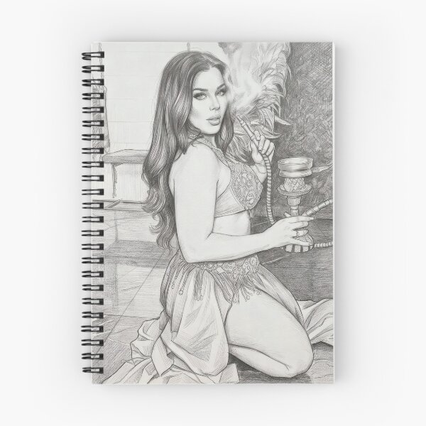 Item preview, Belly Dancer Hookah Pencil Sketch Art designed and sold by MoArtShop.