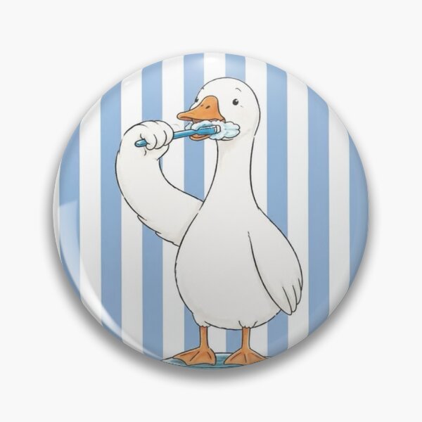 Item preview, Cute Goose Brushing Teeth – Funny Bathroom Animal Illustration designed and sold by AurelleDesign.