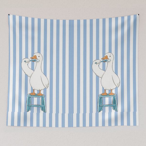 Item preview, Cute Goose Brushing Teeth – Funny Bathroom Animal Illustration designed and sold by AurelleDesign.