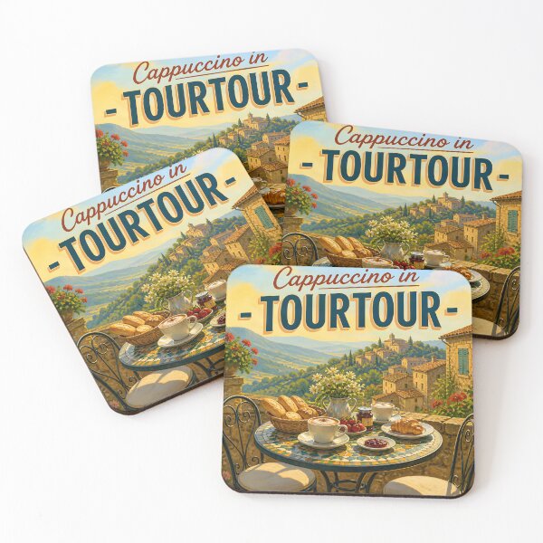 Item preview, Cappuccino in Tourtour France – Vintage Travel Poster designed and sold by LSVart.