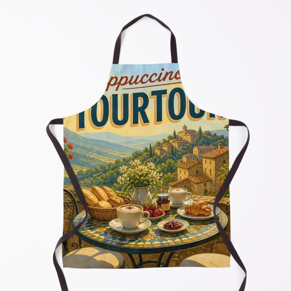 Artikelvorschau, Cappuccino in Tourtour France – Vintage-Reiseposter entworfen und verkauft von LSVart.