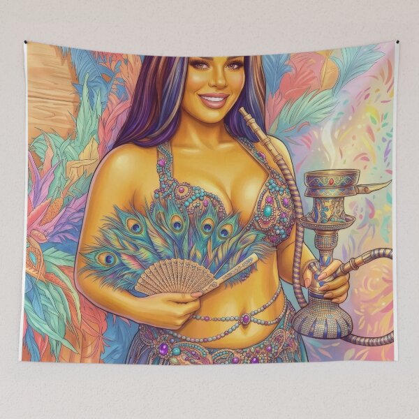 Item preview, Peacock Feather Belly Dancer Hookah Art designed and sold by MoArtShop.