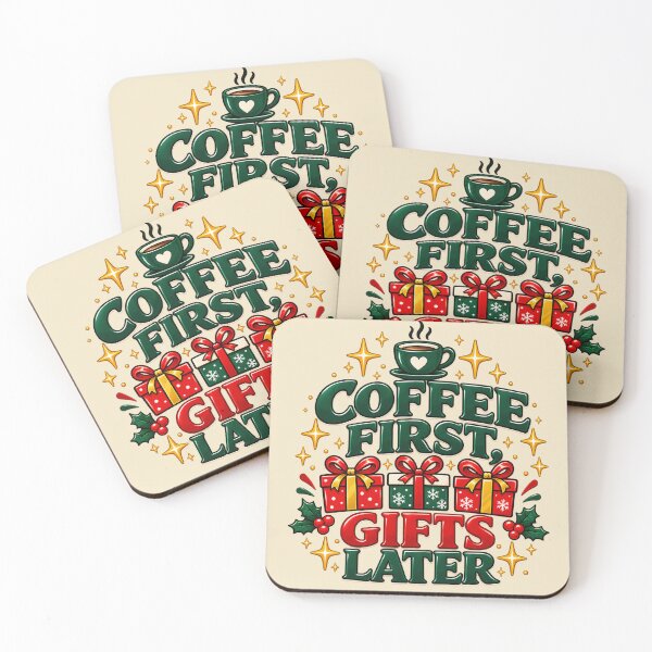 Item preview, Coffee First, Gifts Later – Funny Christmas Coffee Design designed and sold by NViora.