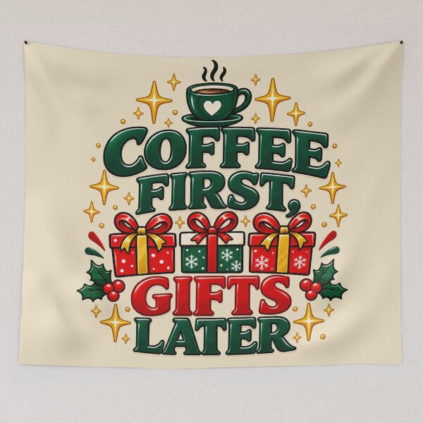Item preview, Coffee First, Gifts Later – Funny Christmas Coffee Design designed and sold by NViora.