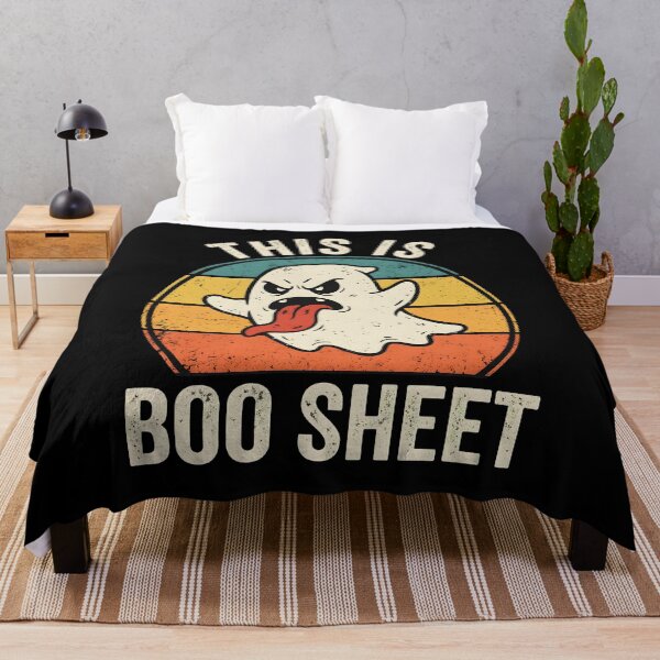 Item preview, Funny Ghost Retro Sunset Boo Sheet Halloween designed and sold by Dmo3HarkoArt.