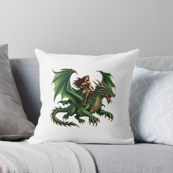 Aperçu de l'œuvre This is a fantasy design of a woman riding a green dragon créée et vendue par RBBeachDesigns.