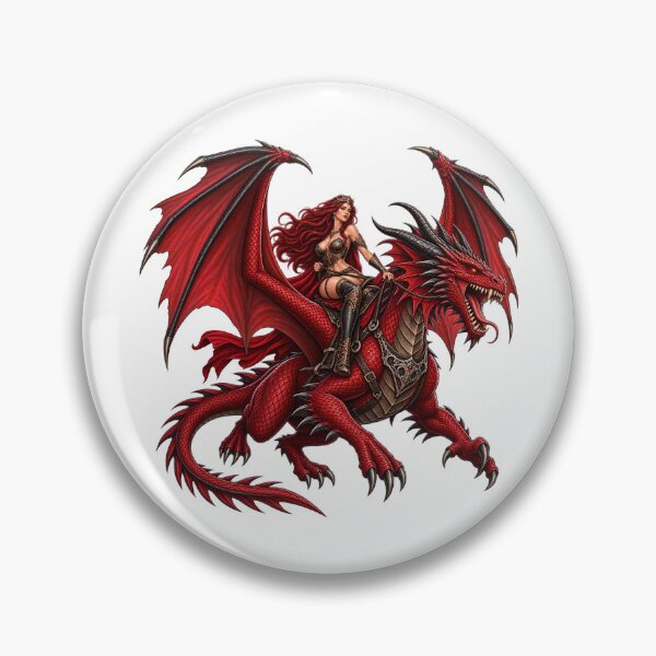 Item preview, This is a fantasy design of a woman riding a red dragon designed and sold by RBBeachDesigns.
