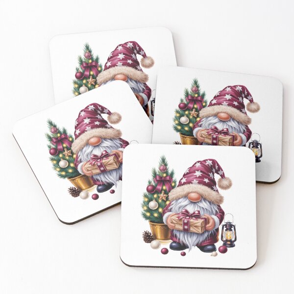Item preview, Burgundy Christmas Gnome Tree – Cute Nordic Holiday Gift Art designed and sold by jkrphoto.