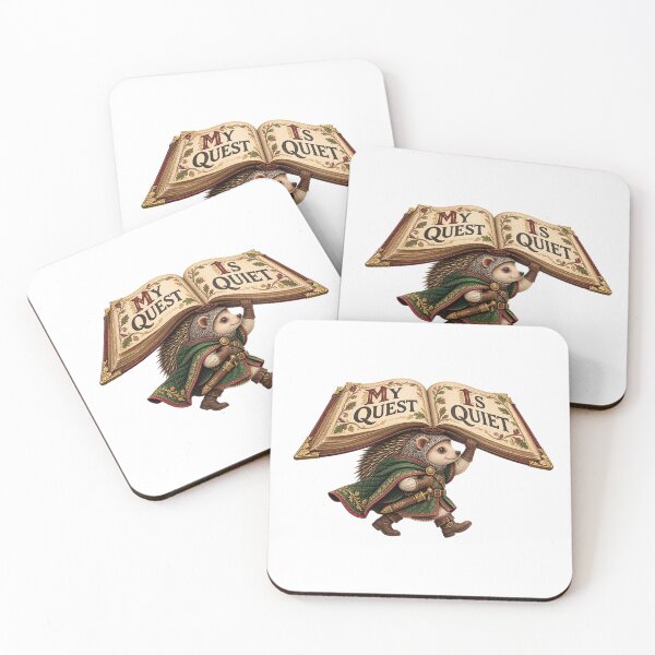Item preview, Quiet Quest Hedgehog – Medieval Bookish Humor designed and sold by RAX Mirth Studio.