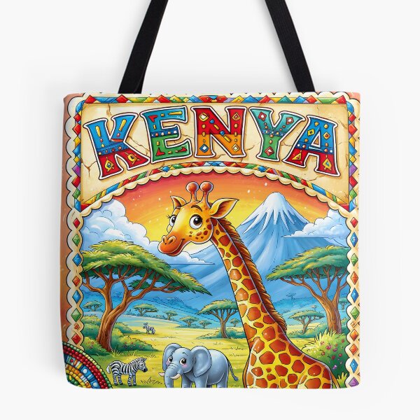 Item preview, Colorful Giraffe and Wildlife in Kenya Landscape designed and sold by Artessie.