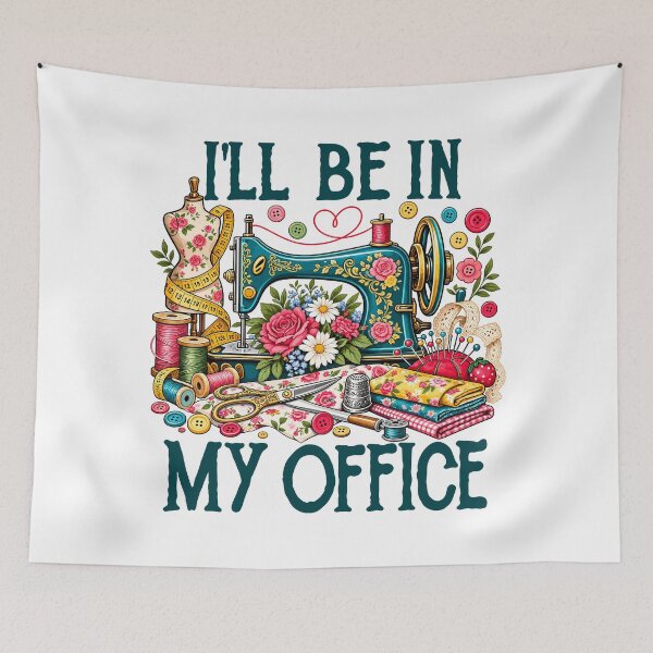 Item preview, I'll Be In My Office Floral Sewing Machine Quilting designed and sold by andre-hollow.