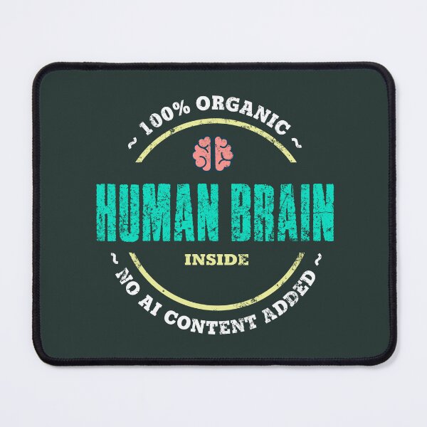 Item preview, STOP AI - Organic Human Brain Badge designed and sold by Frank J. Art.