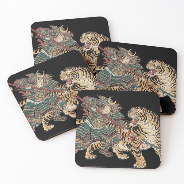 Item preview, The Tiger Hunter - Legendary Samurai Warrior Ukiyo-e Art Inspired by Kuniyoshi designed and sold by whiteblackcat.