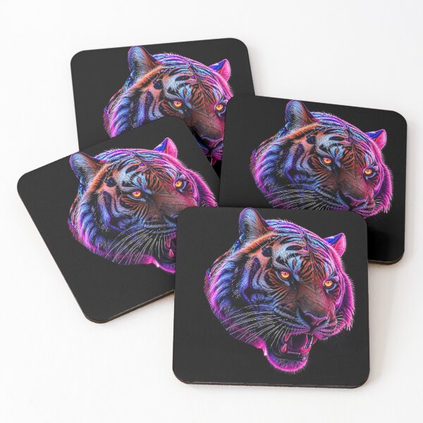 Item preview, Cyberpunk Tiger Roaring Neon Psychedelic Streetwear designed and sold by LazyDayzCo.