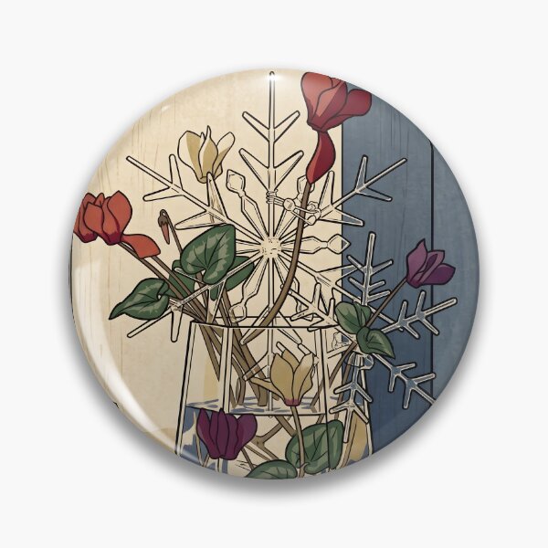 Item preview, Ukiyo-e Cyclamen and Snowflake Ikebana - A Banquet of Flower and Snow designed and sold by conohitoAI-ArtGallery.