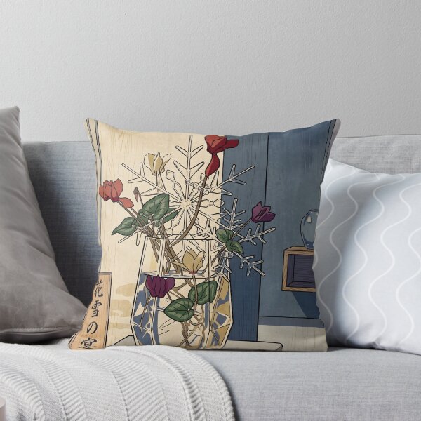 Item preview, Ukiyo-e Cyclamen and Snowflake Ikebana - A Banquet of Flower and Snow designed and sold by conohitoAI-ArtGallery.