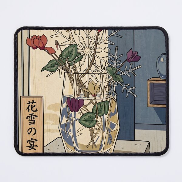 Item preview, Ukiyo-e Cyclamen and Snowflake Ikebana - A Banquet of Flower and Snow designed and sold by conohitoAI-ArtGallery.
